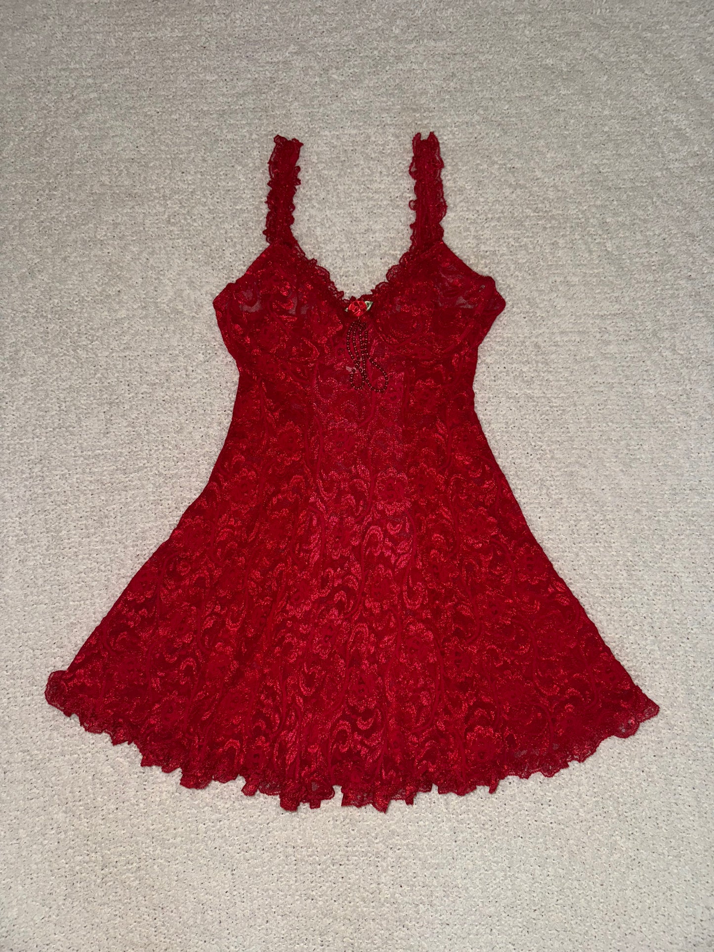 Vintage red lace babydoll dress🌹📿(S)