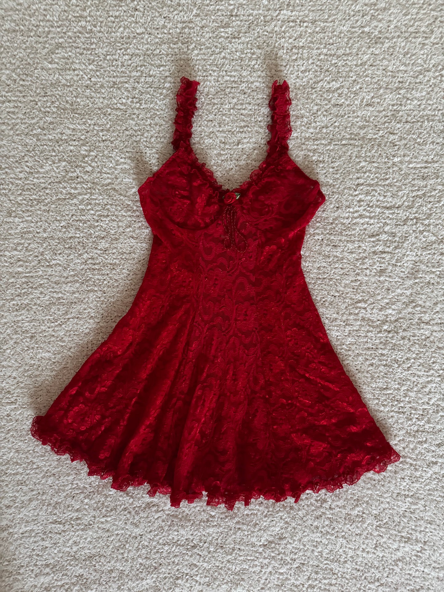 Vintage red lace babydoll dress🌹📿(S)