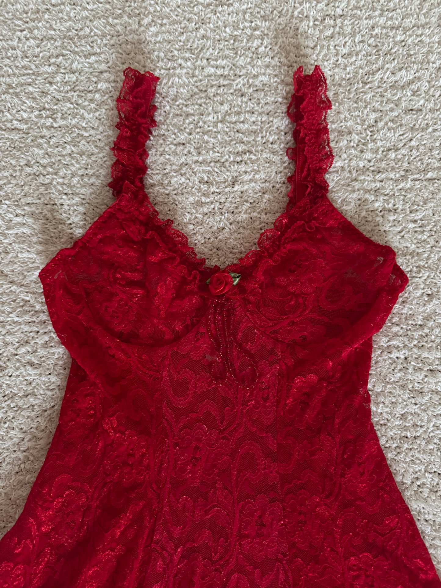 Vintage red lace babydoll dress🌹📿(S)