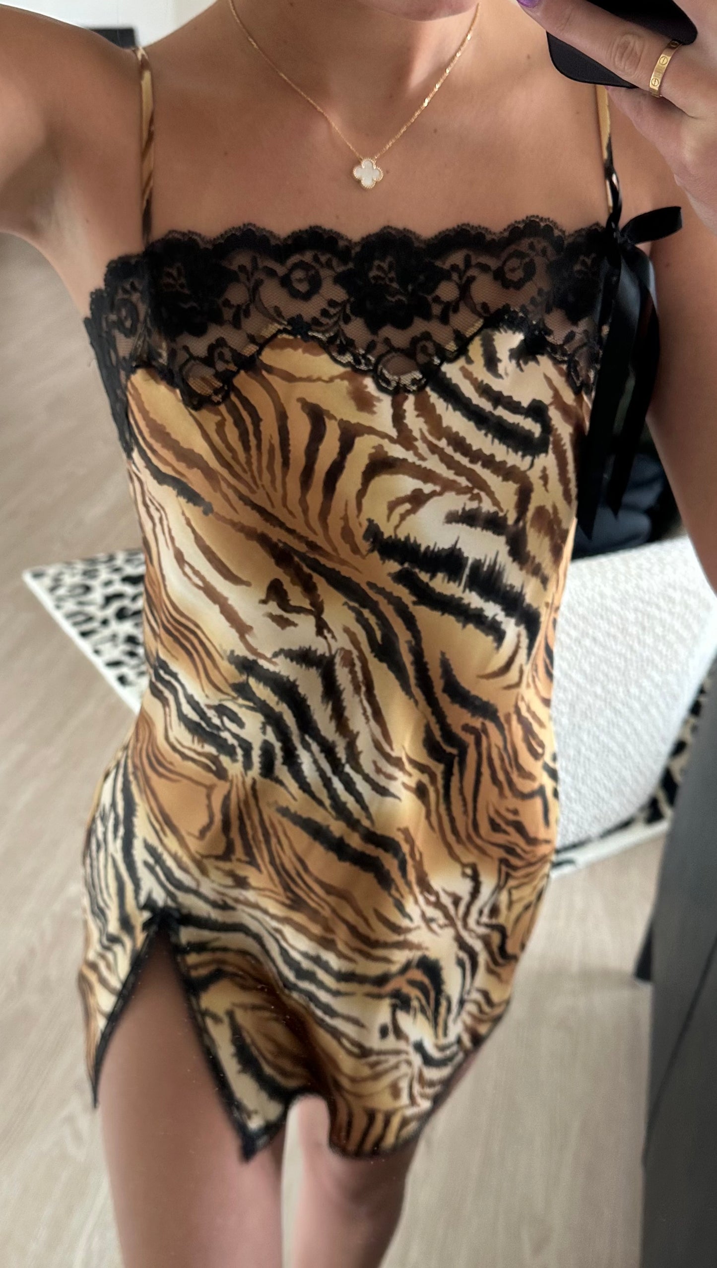 Tiger print Victoria’s Secret lace slip dress🐅