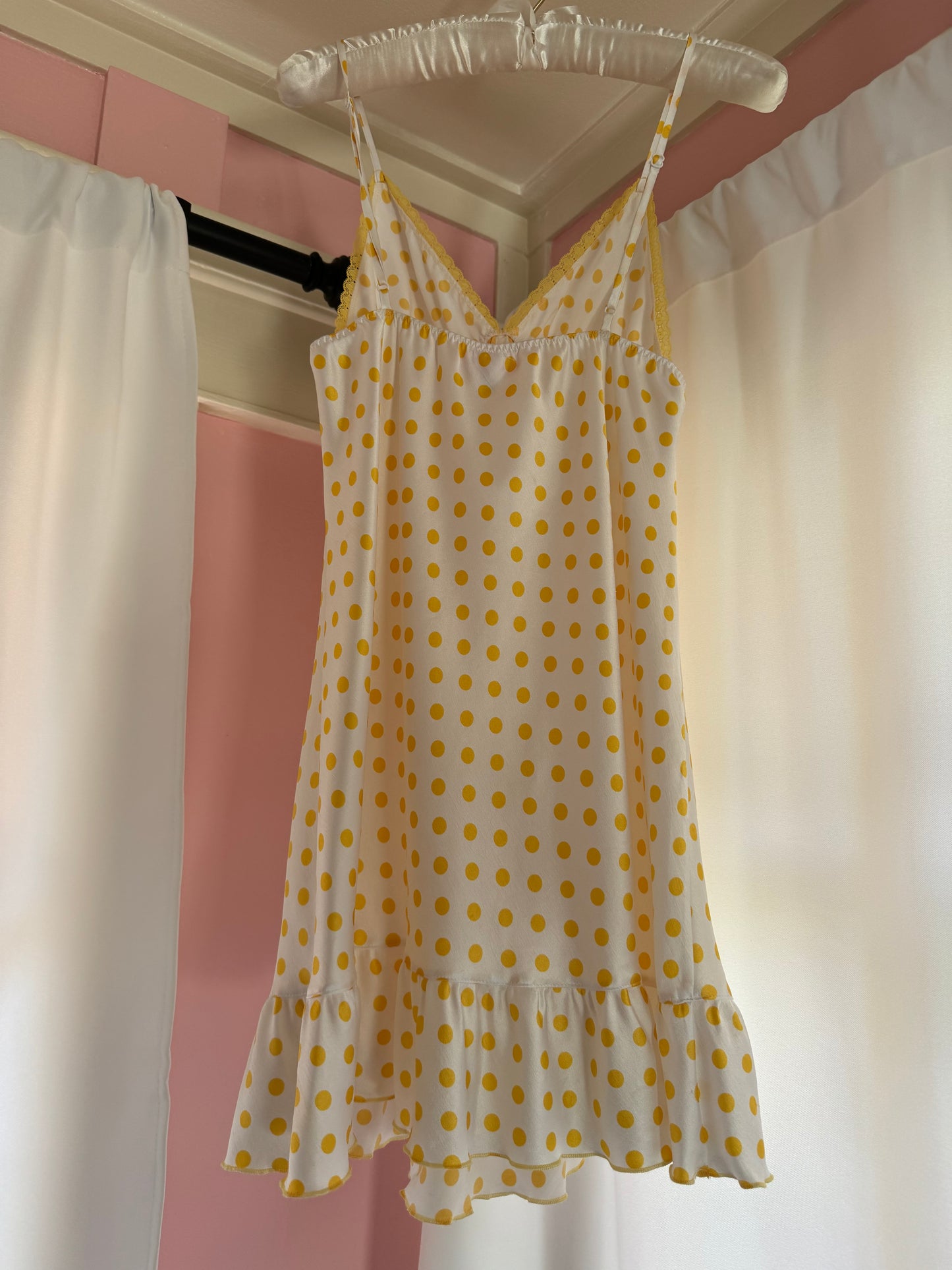 Polka dot yellow Victoria’s Secret slip dress💛