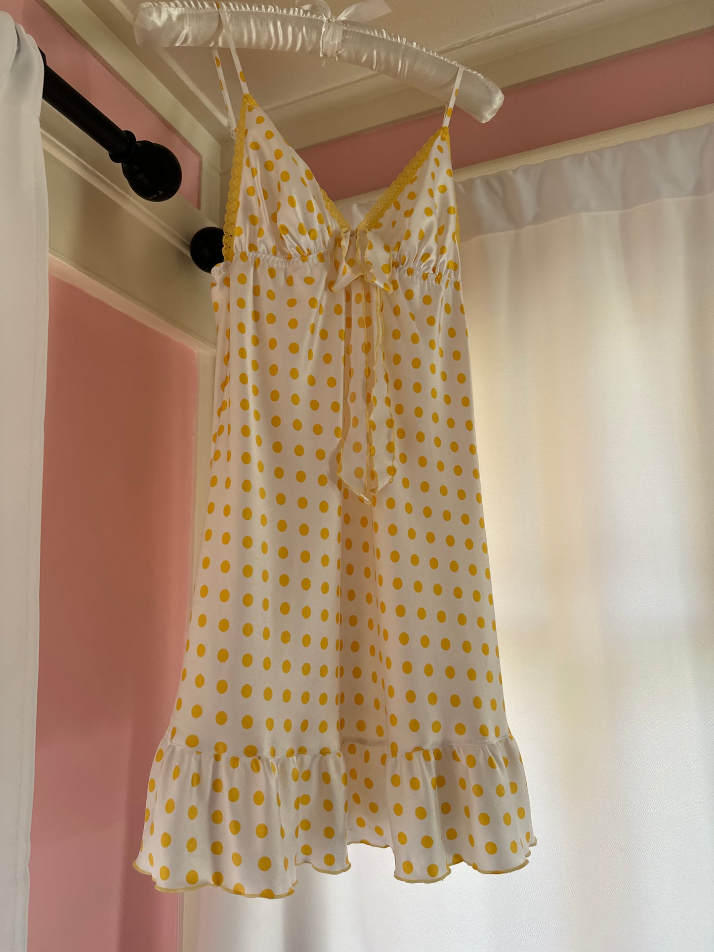 Polka dot yellow Victoria’s Secret slip dress💛